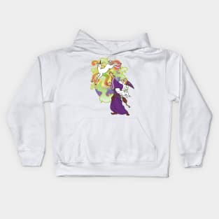 Wizard Conjuring a Unicorn Kids Hoodie